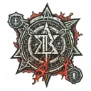 Flesh Scar Bloody Torn flesh, electronics, Cryptocurrency, Bitcoin, Bitcoin symbol, Satanic, Satanism, Pentagram tattoo design idea