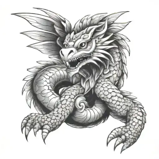 small 1inch black and white full body quetzalcoatl realistic armband tattoo wrapped around horizontally around the bicep tattoo design idea