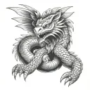 small 1inch black and white full body quetzalcoatl realistic armband tattoo wrapped around horizontally around the bicep tattoo design idea