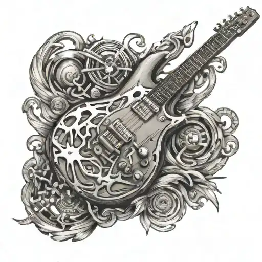 specialized downhill bike and electric guitar tattoo design idea