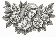 mother Mary with roses blooming tattoo design idea