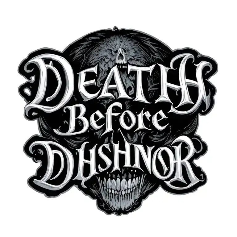 death before dishonor words tattoo design idea