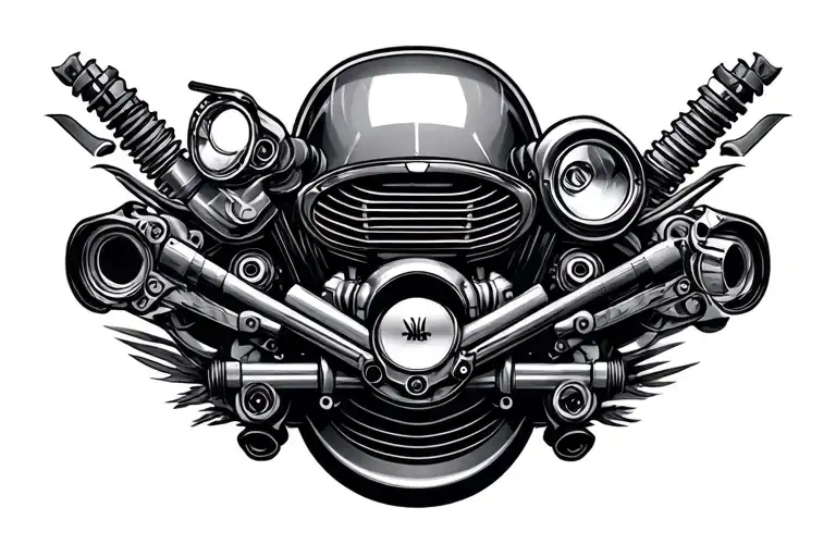 car and motorcycle parts tattoo design idea