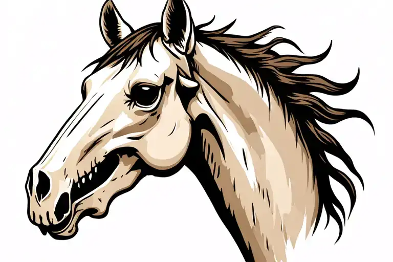 horse skull from side view with no hair tattoo tattoo design idea