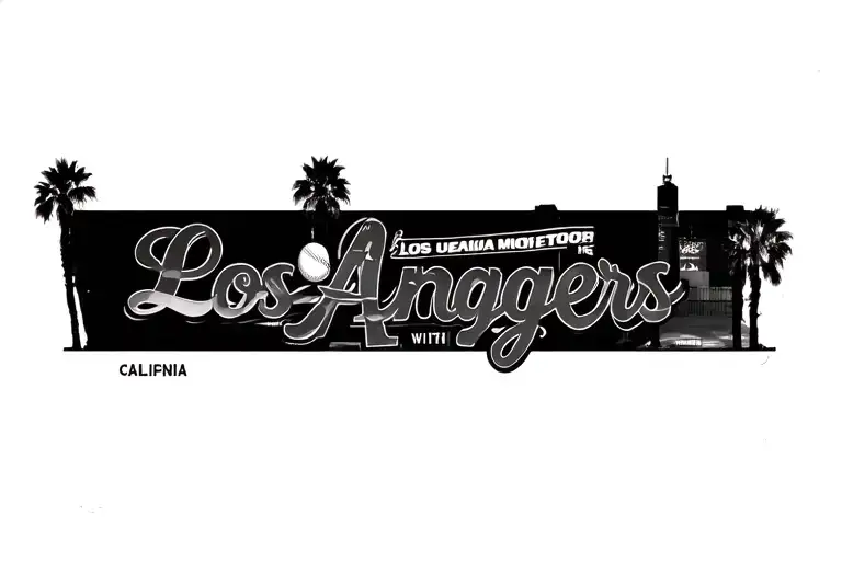 los angeles dodgers with california scene tattoo design idea