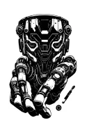 robotic hand holding tattoo design idea