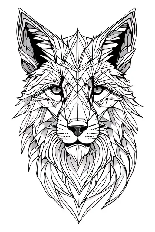 burning man festival, desert, fox, lion tattoo design idea