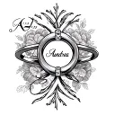 Create a tattoo using the word "Aundrea" , a wedding ring & the date 1/1/25 in Roman numerals  tattoo design idea