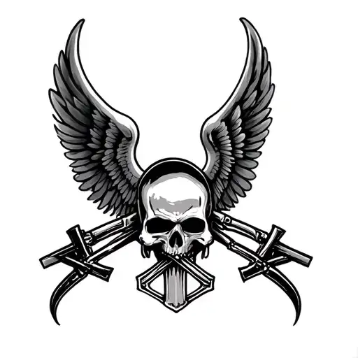 harley davidson cross and wings holding tattoo design idea