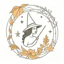 witchy autum tattoo design idea