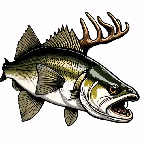 bass fishing, deer hunting, duck hunting tattoo design idea
