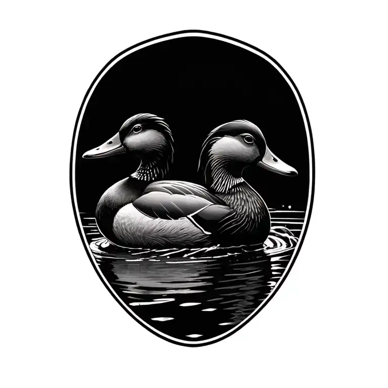 Mallard ducks coming tattoo design idea