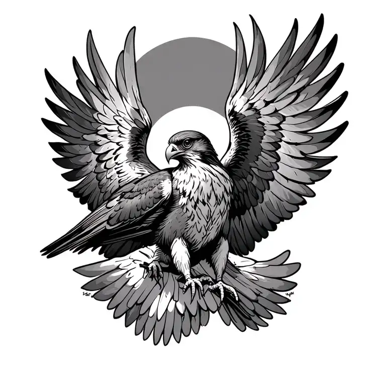 falcon spreading wings tattoo design idea