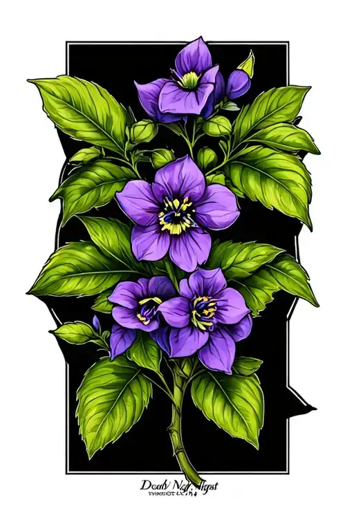 deadly nightshade plant tattoo design idea
