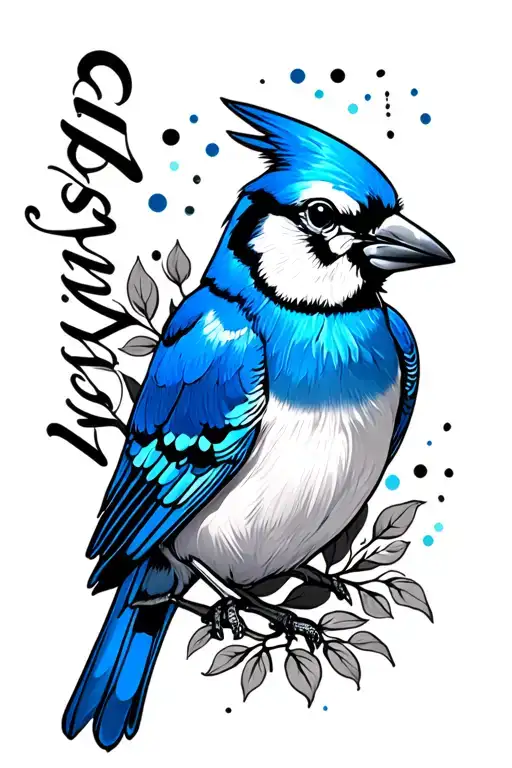 "Lauren" "Lauren" blue jay tattoo design idea