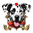 dalmatian in pointer formation as a family crest tattoo design idea