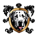 dalmatian in pointer formation as a family crest tattoo design idea