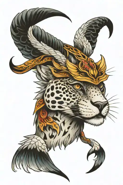 jaguar face with an eagle  tattoo design idea