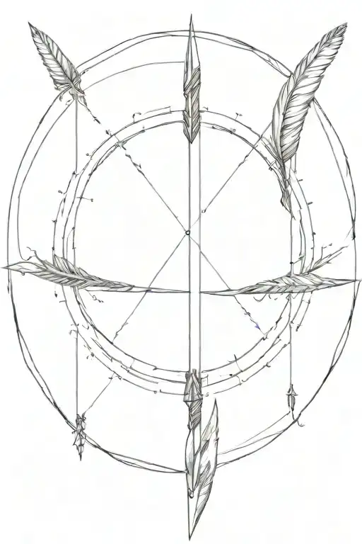 One arrow only that starts from the outside border of a circle, without crossing it. The arrow has no feathers. tattoo design idea