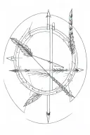 One arrow only that starts from the outside border of a circle, without crossing it. The arrow has no feathers. tattoo design idea