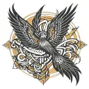 abstract planet phoenix vector colors tattoo design idea