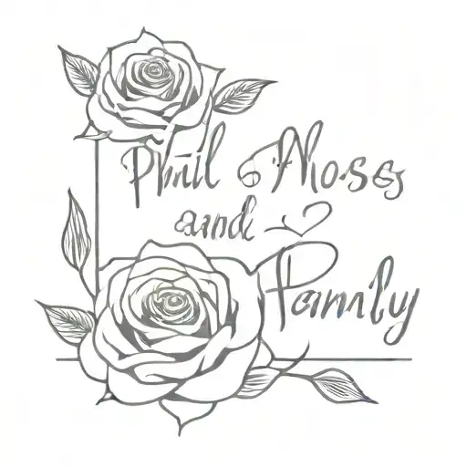 roses and family wording Phil 4:13 written tattoo design idea