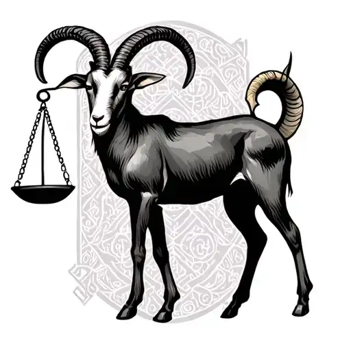 libra scales and capricorn female goat tattoo design idea