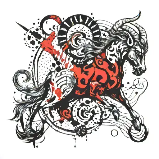 Capricorn zodiac sign tattoo design idea