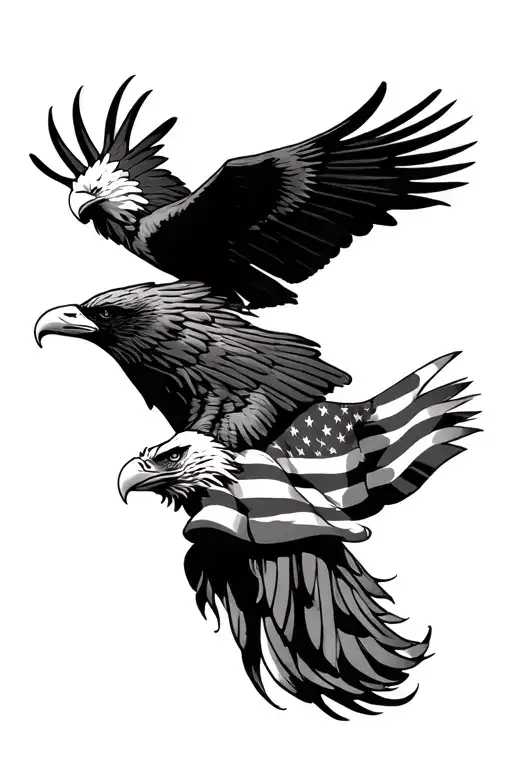 american flag and eagle tattoo design idea
