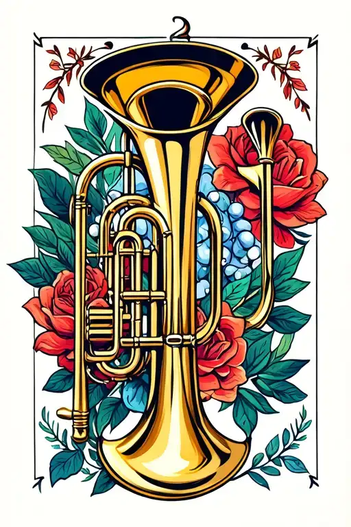 trombone tattoo design idea