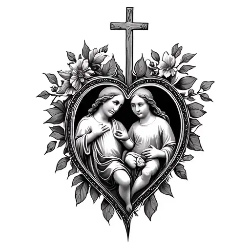 Hearts of the Holy Family tattoo design idea