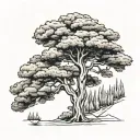 lebanese cedar tree with the map tattoo design idea