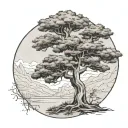 lebanese cedar tree with the map tattoo design idea
