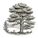lebanese cedar tree with the map tattoo design idea