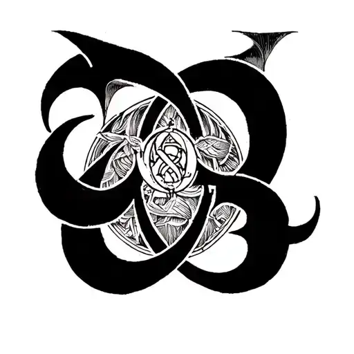 Alpha And Omega symbol intertwined tattoo design idea