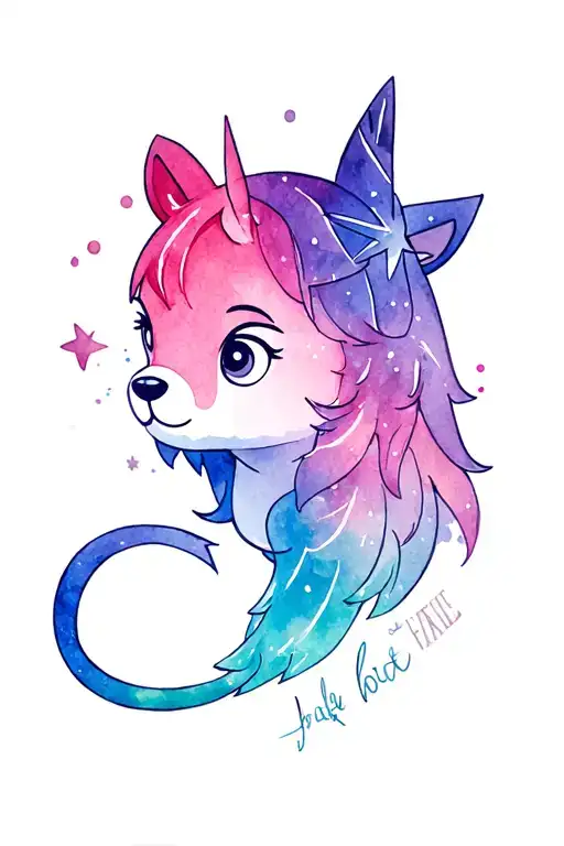 whimsical tattoo containing elements from Harry Potter, Lord of the rings, Star Wars, care, Bears, G1, My Little Pony tattoo design idea