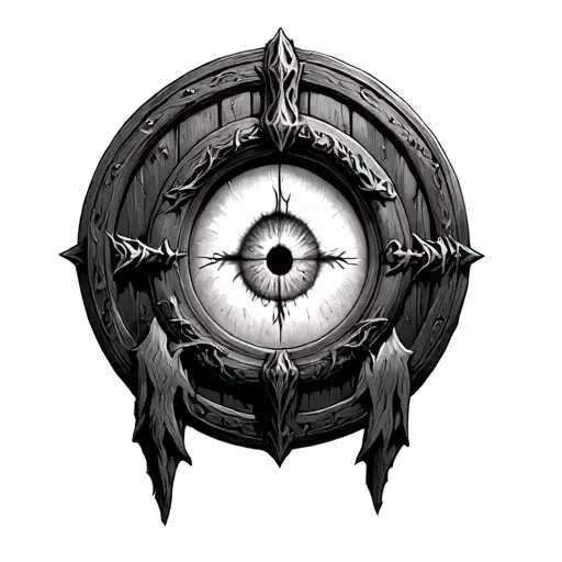 bilbo baggins round hobbit door with my doom eye of sauron tattoo design idea