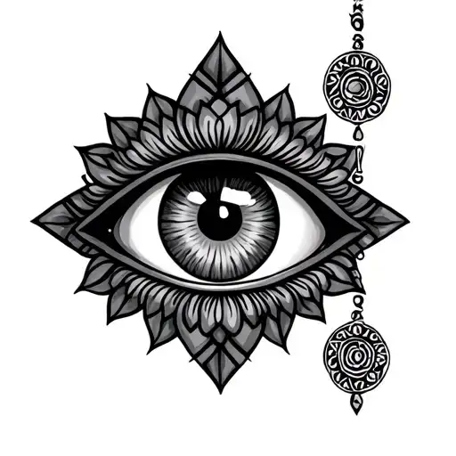 hamsa eye tattoo design idea