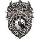 Celtic trinity knot clock face tattoo design idea