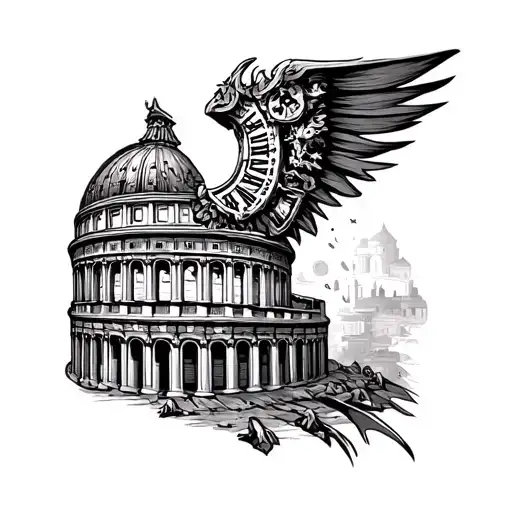 Roman Empire, building, large, Roman numerals tattoo design idea