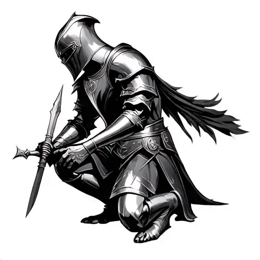 Kneeling Knight tattoo design idea