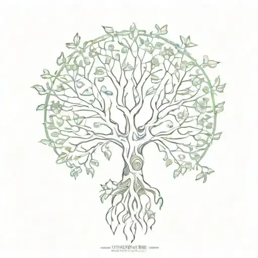 tree of life with branches and leaves turning into a lamb tattoo design idea