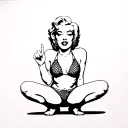 marilyn monroe squating in bikini sticking middle finger tattoo design idea
