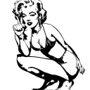 marilyn monroe squating in bikini sticking middle finger tattoo design idea