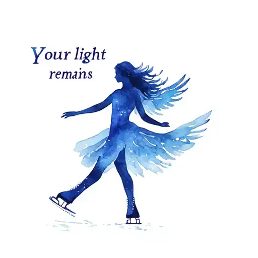 "Your light remains" a shadow ice skater in heaven. tattoo design idea