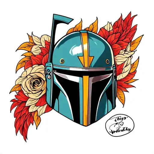 Mandalorian helmet tattoo design idea