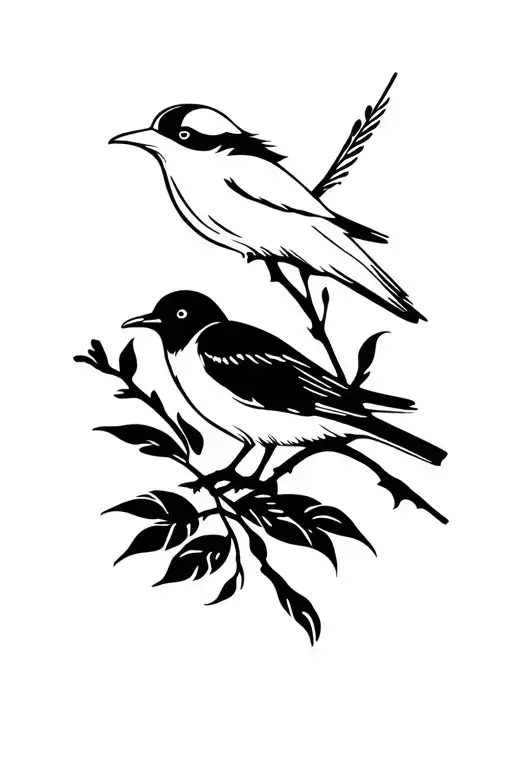 fiji petrel and white tern on a branch and fiji tribal tattoo design idea