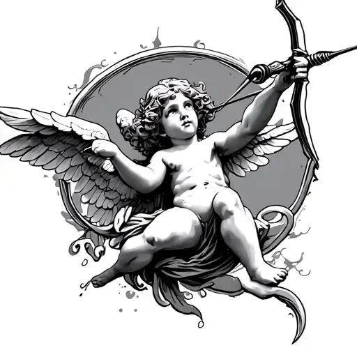 Cupid shooting an arrow tattoo design idea