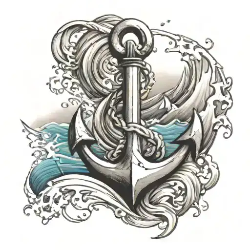 anchor with waves tattoo design tattoo design idea