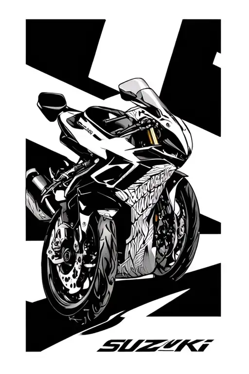 Suzuki GSXR motorcycle with intricate details tattoo design idea